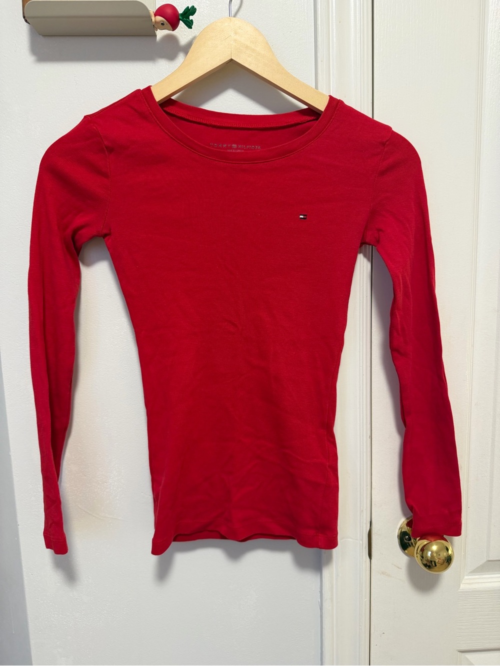 Tommy Hilfiger Bright Red Long Sleeve Crewneck Top